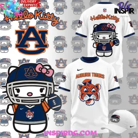 -Auburn Tiger Football x Hello Kitty White T-Shirt