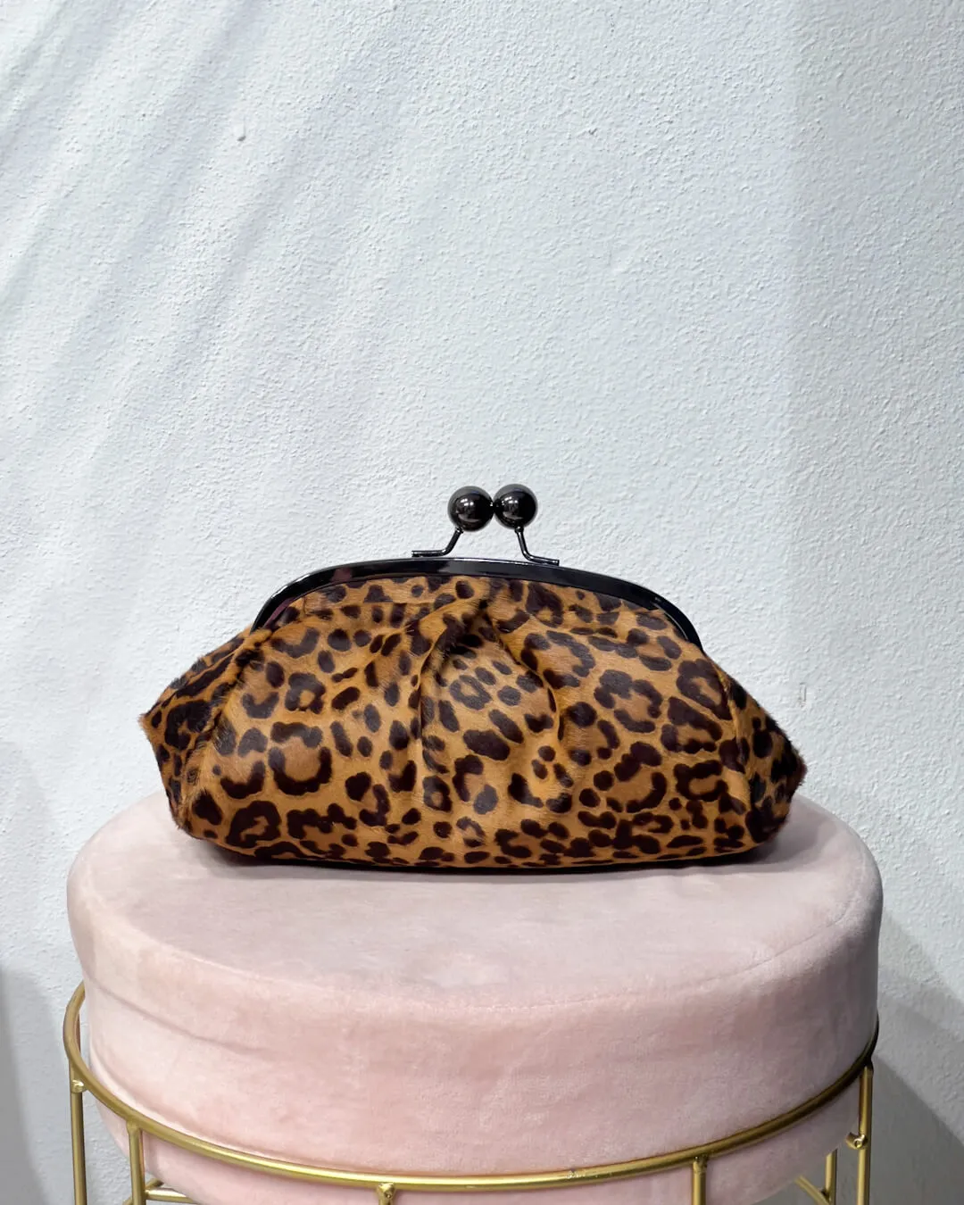 -BORSA CLUTCH MACULATA IN CAVALLINO