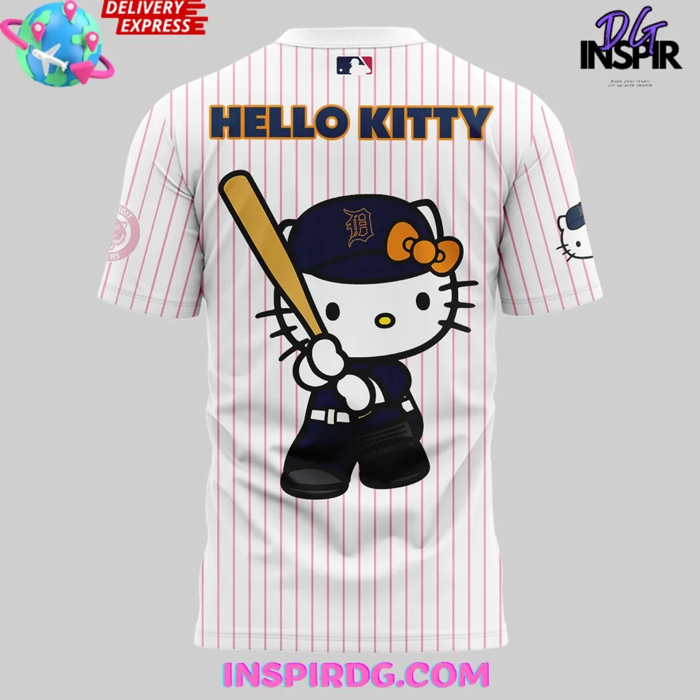 -Detroit Tigers x Hello Kitty 2024 Stripe T-Shirt