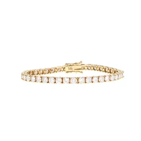 14K Yellow Gold 10.92 Carat Total Weight Round Brilliant Cut Diamond Tennis Bracelet