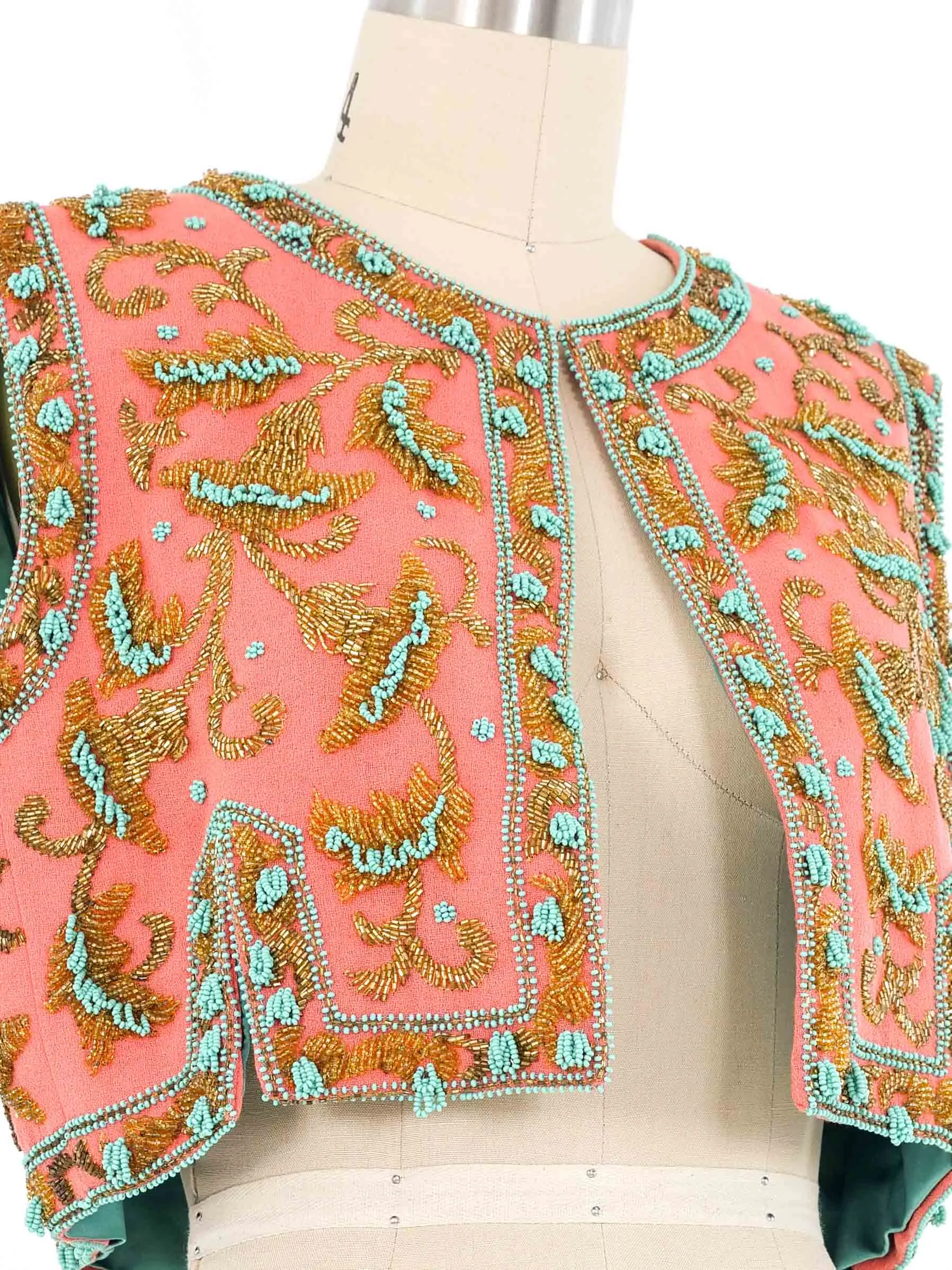 1960s Bead Embellished Coral Vest