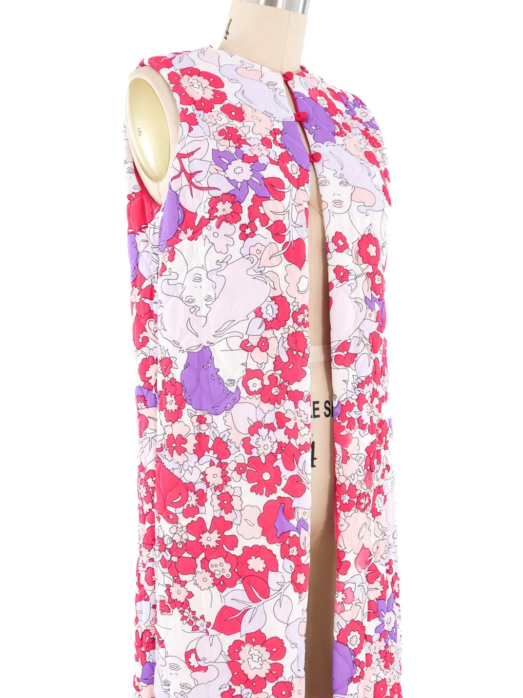 1970s Printed Quilted Duster Vest