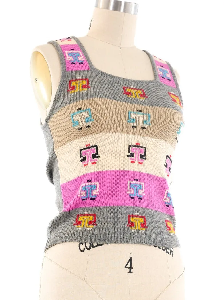 1970's Striped Knit Sweater Vest