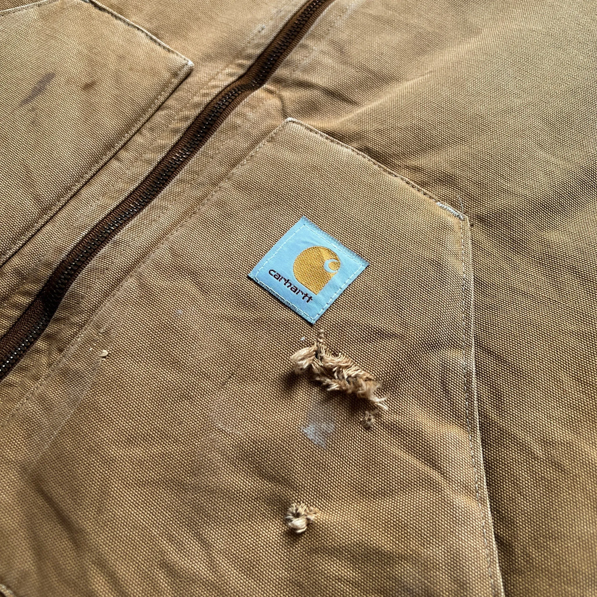 1990s Carhartt Quilted Lined Tan Vest - S