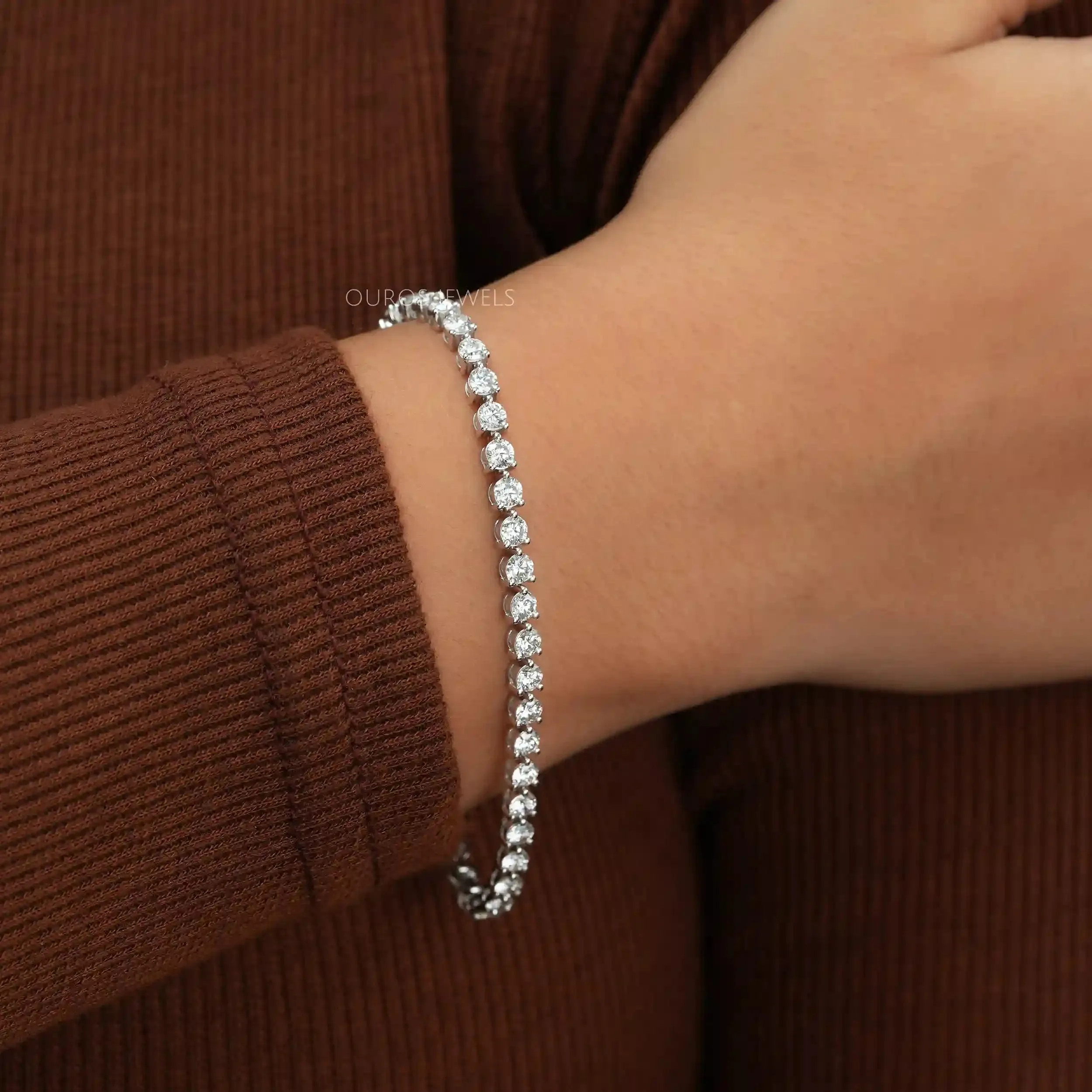 3.20 MM Round Cut Lab Grown Diamond  Tennis Bracelet