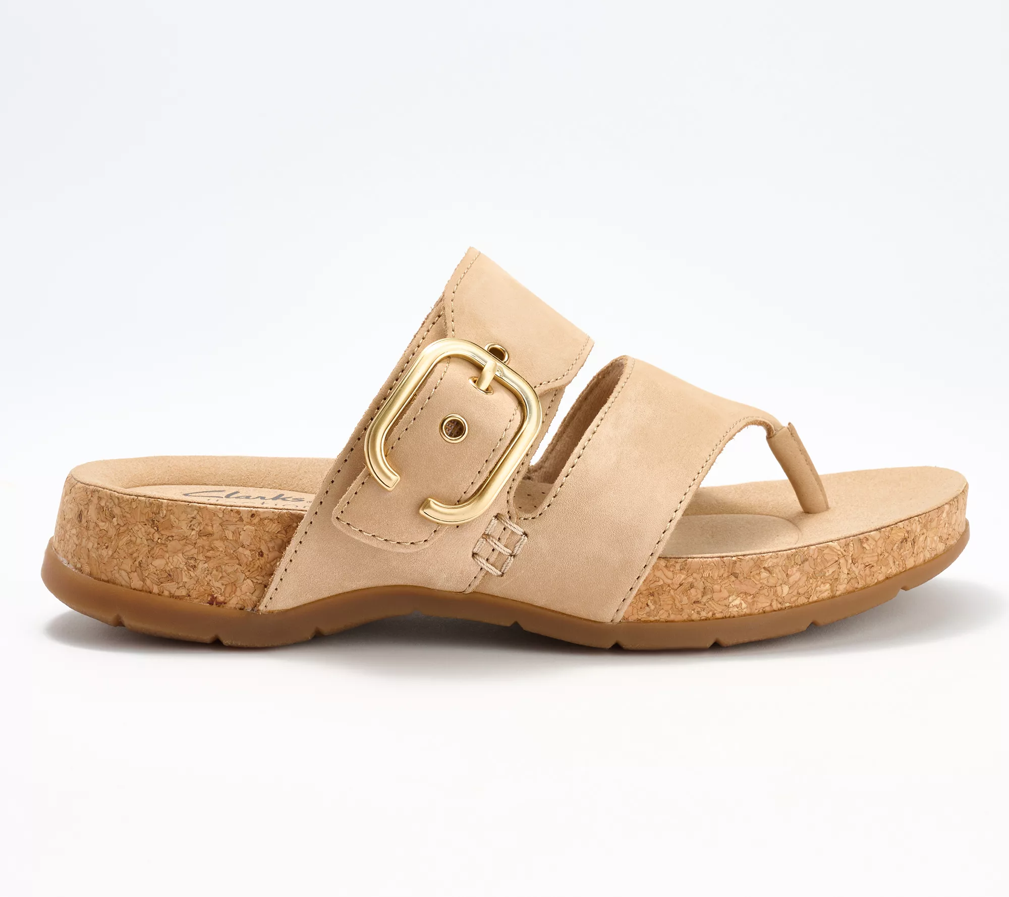 "As Is" Clarks Collection Leather Slide Sandals- Reileigh Park