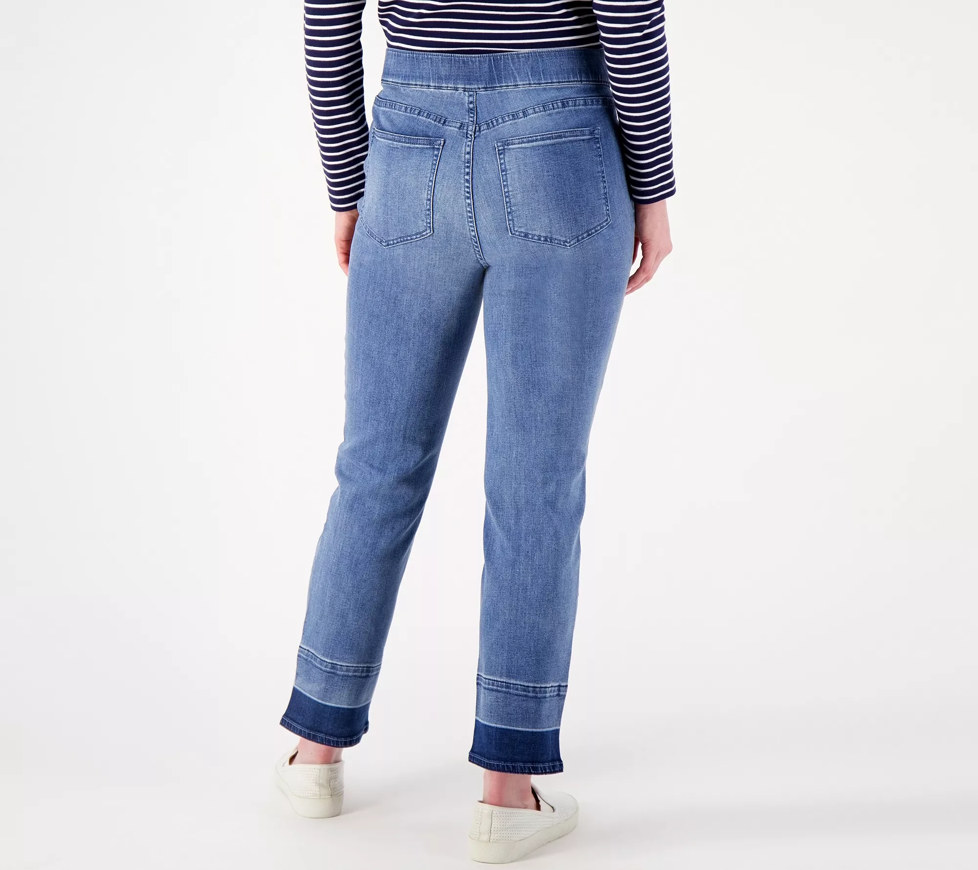 "As Is" Isaac Mizrahi Live! Pet Indigo True Denim Pull On Ankle Jeans