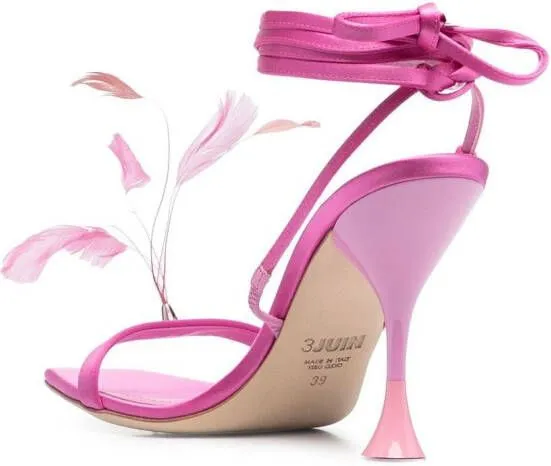 3juin Kimi 105mm feather-detail sandals Pink