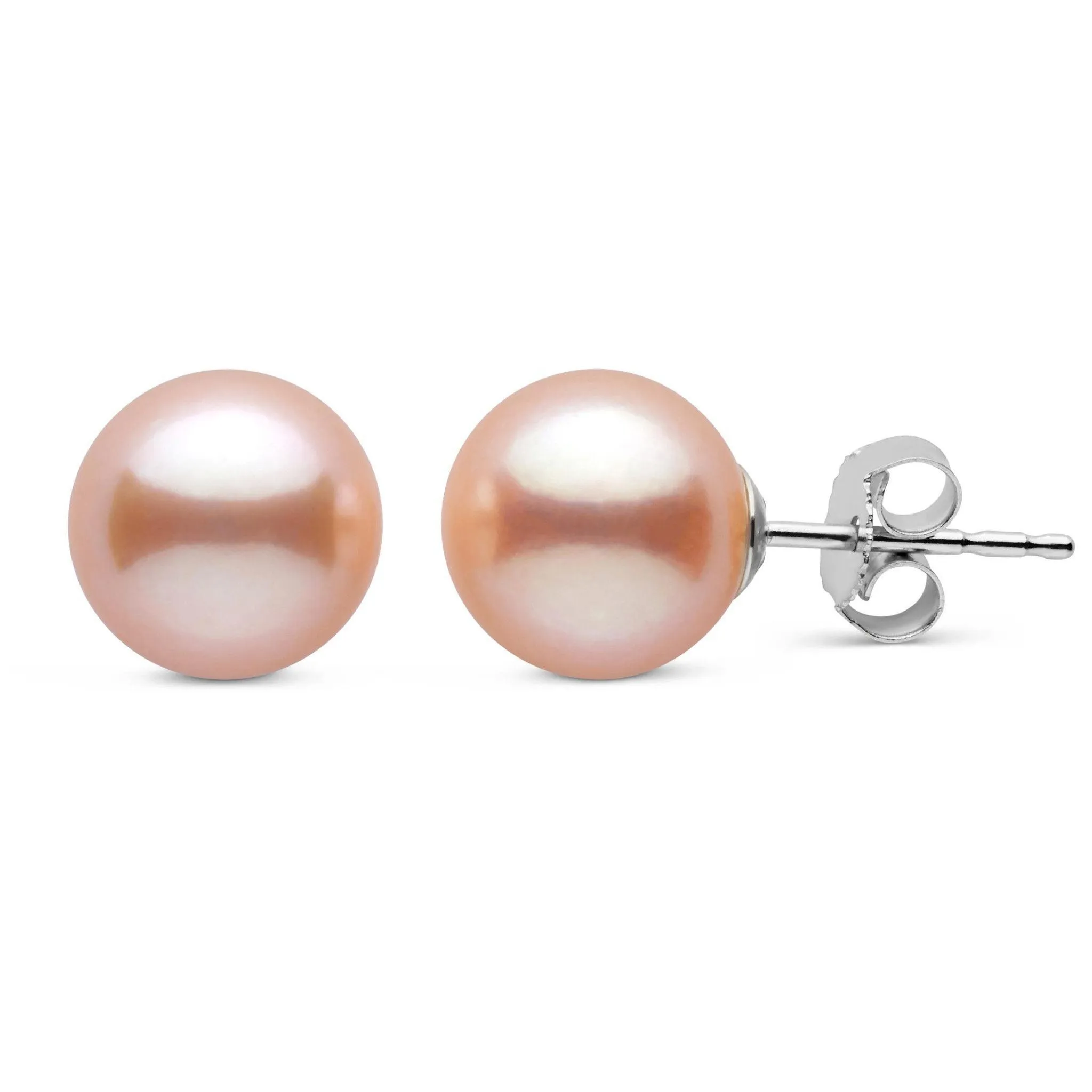 8.5-9.0 mm Pink to Peach Freshadama Freshwater Pearl Stud Earrings