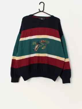 90s vintage Blarney Castle navy and red golf jumper – XL