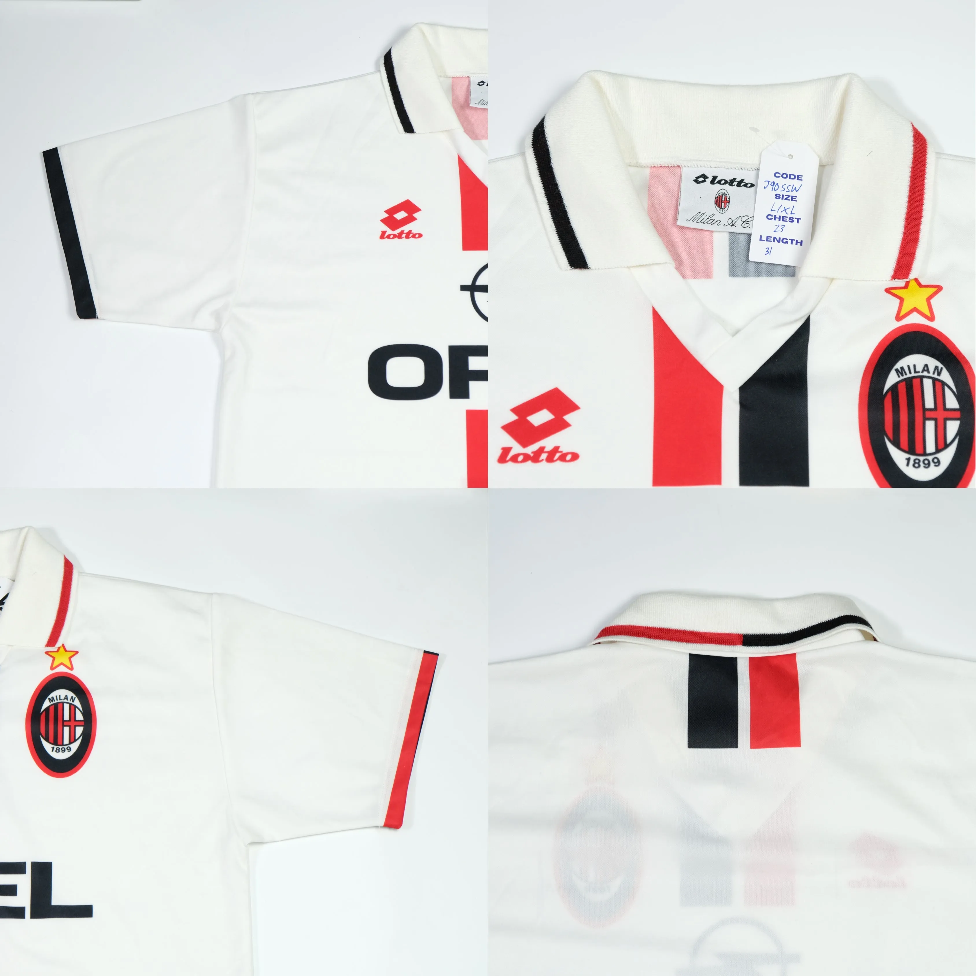 AC Milan Italy 1996/1997 Original Lotto Away Football Shirt Large/XL