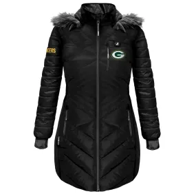ActionHeat Green Bay Packers 5V Women's Long Puffer Battery Heated Jacket