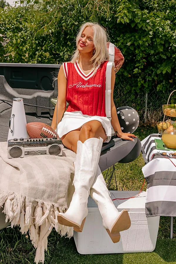 Alabama Embroidered Crop Varsity Vest Top