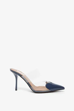 Alaïa Mule Coeur 90 patent blue mules