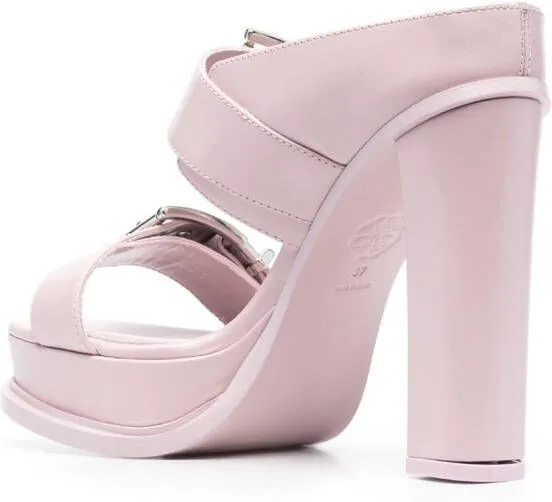 Alexander McQueen 120mm leather platform mules Pink