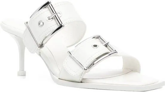 Alexander McQueen 75mm leather buckled mules White