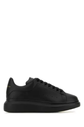 Alexander Mcqueen Black Leather Sneakers With Black Leather Heel