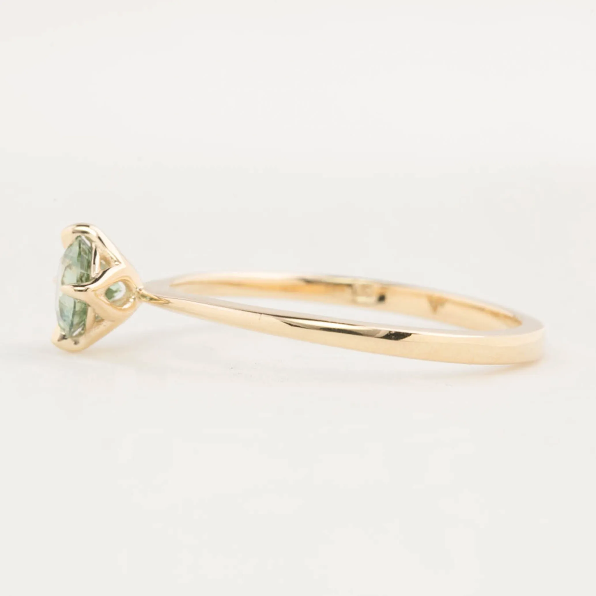 Alice Ring 0.55ct Light Green Montana Sapphire, 14K Yellow Gold (One of a kind)