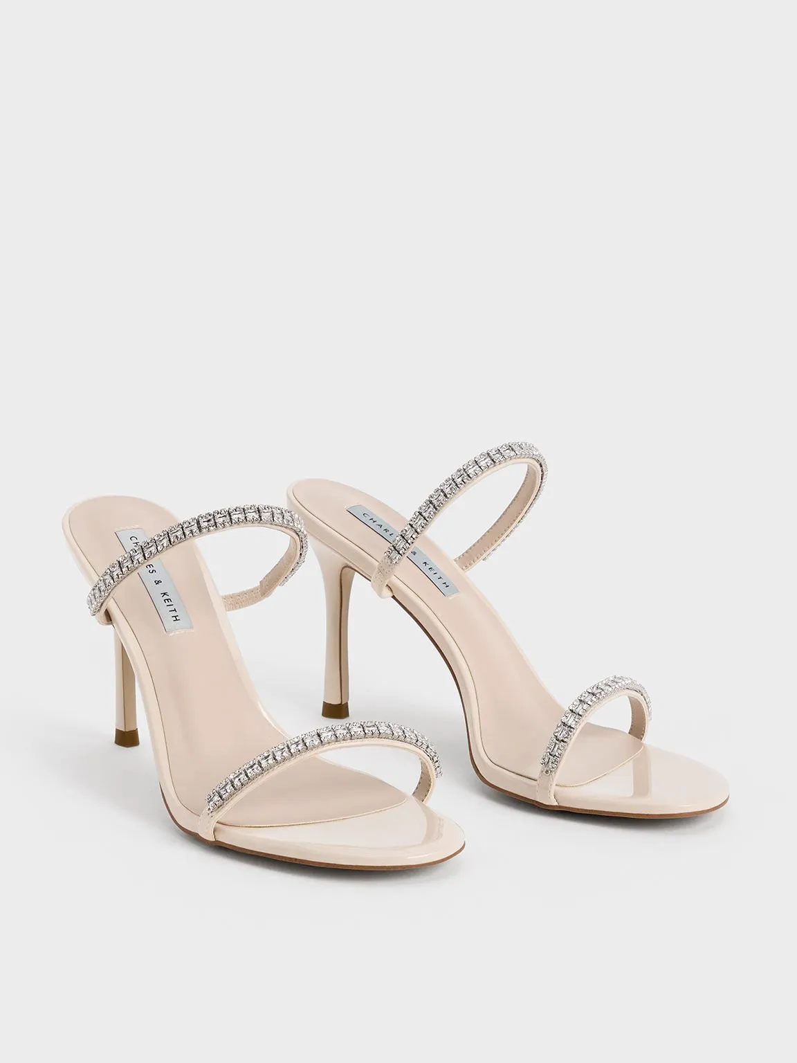 Ambrosia Patent Gem-Embellished Heeled Mules - Cream