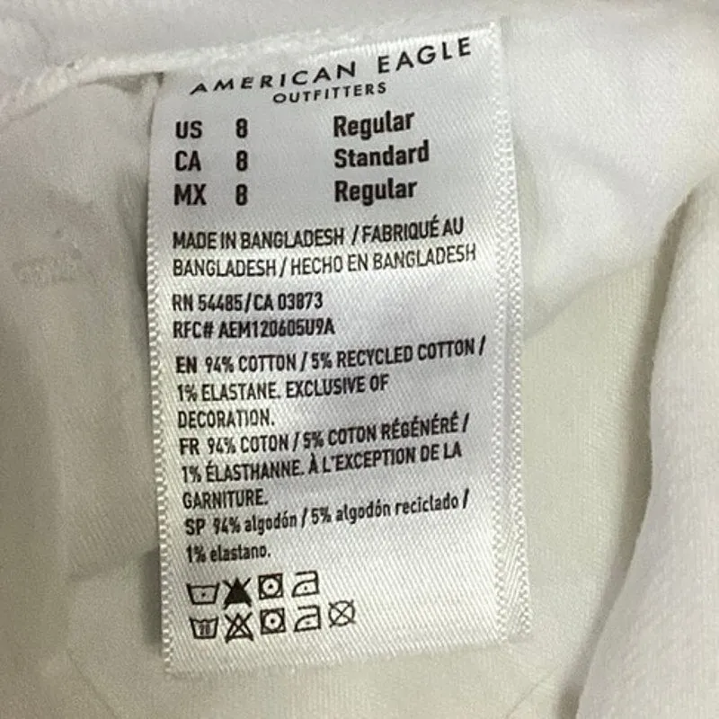 American Eagle NWT White Mid Rise Ankle Stretch Denim Mom Jeans Size 8