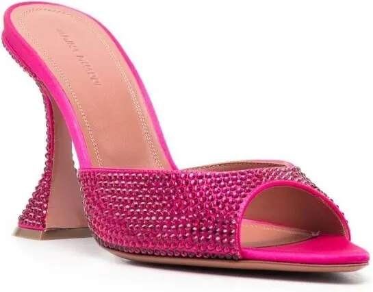 Amina Muaddi Lupita 100mm crystal-embellished mules Pink