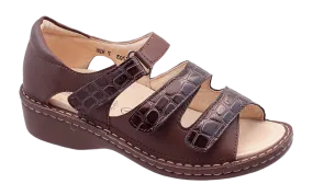  Andrea Velcro 3-strap Sandal in Brown Croc CLOSEOUTS  