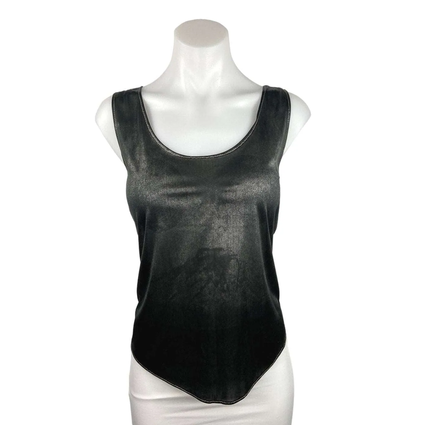 Anxiety Gray Metallic Scoop Neck Sleeveless Pull On Casual Tank Top Shirt Size S