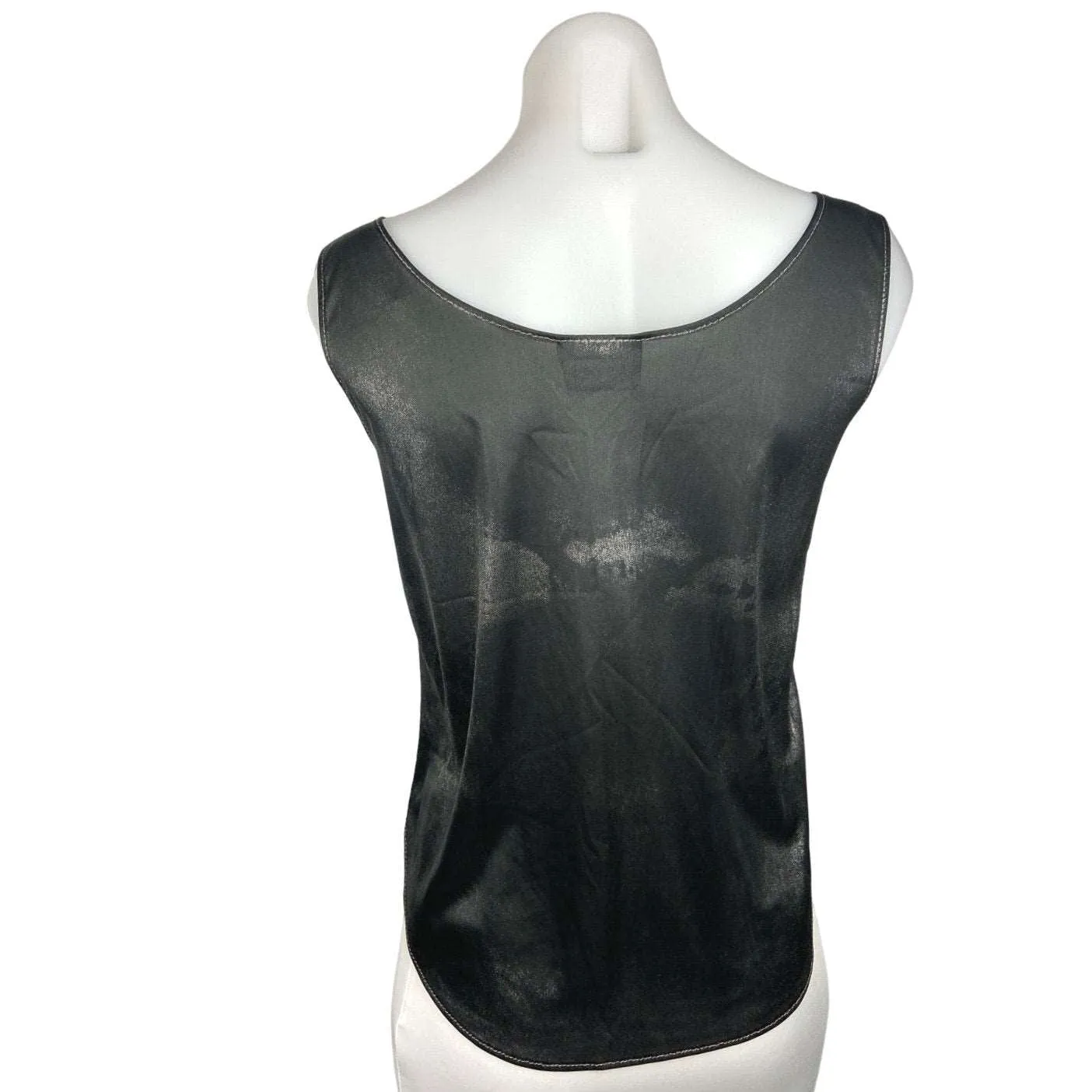 Anxiety Gray Metallic Scoop Neck Sleeveless Pull On Casual Tank Top Shirt Size S