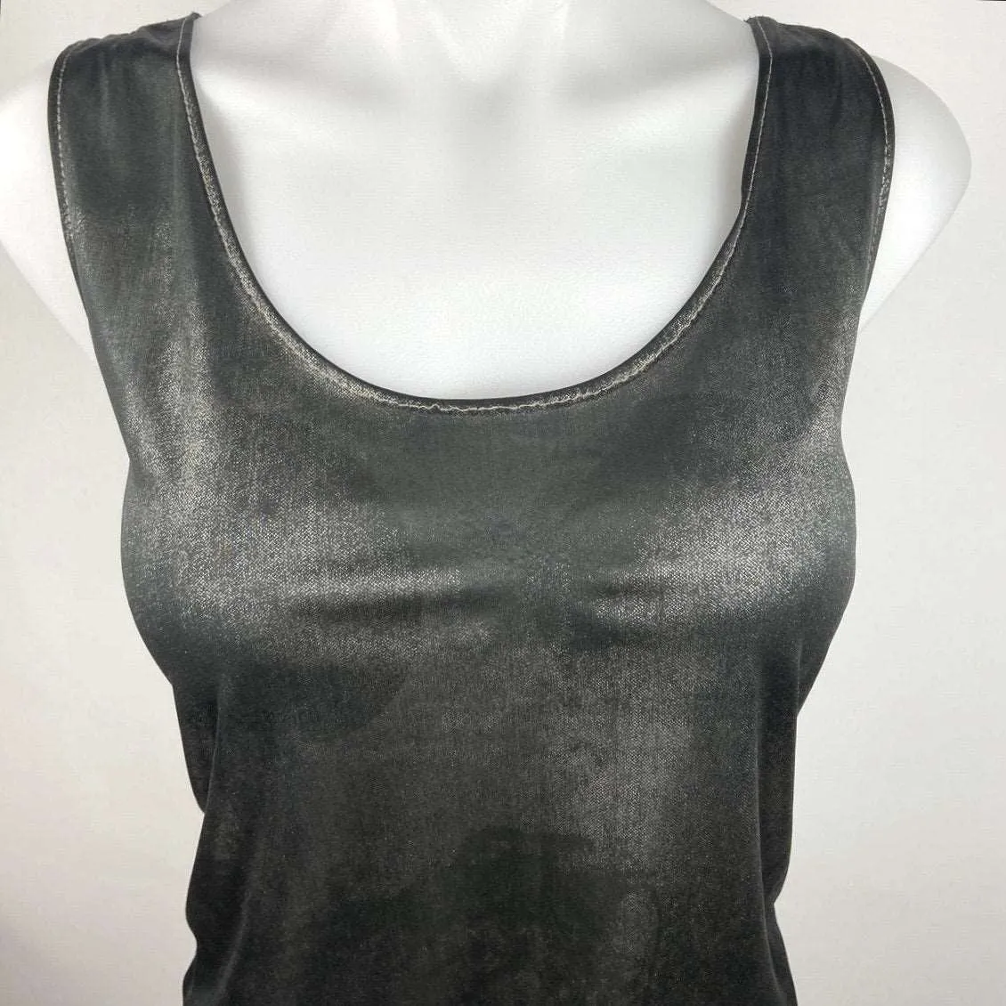 Anxiety Gray Metallic Scoop Neck Sleeveless Pull On Casual Tank Top Shirt Size S