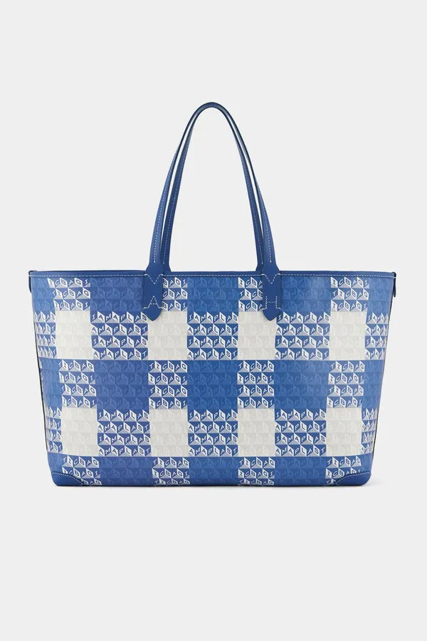 Anya Hindmarch Medium 'I Am A Plastic Bag' Motif Tote in Blue Gingham