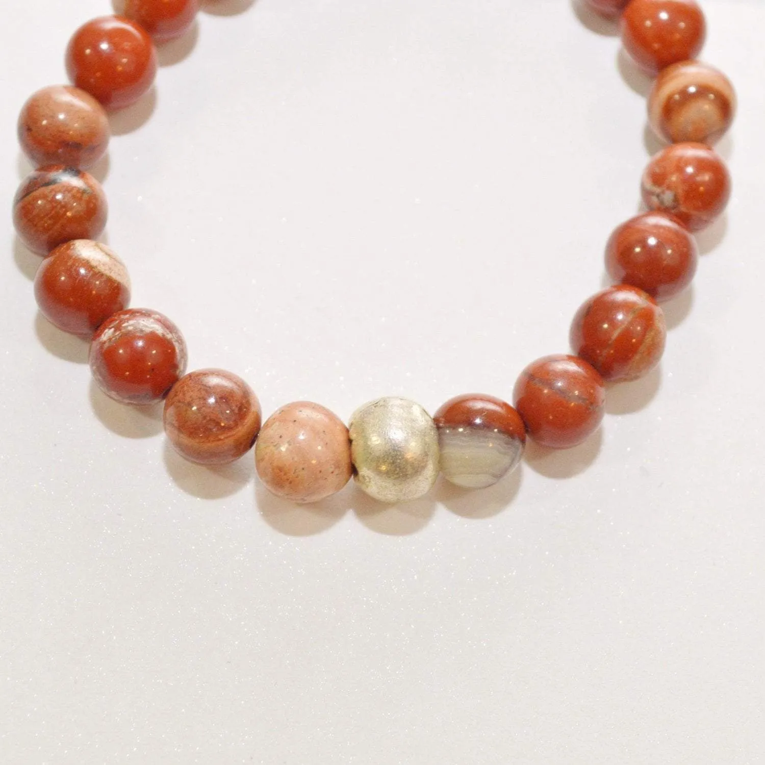 Appreciation, Empowerment, Understanding | Beaded Stretch Bracelet | Red Jasper Gemstone