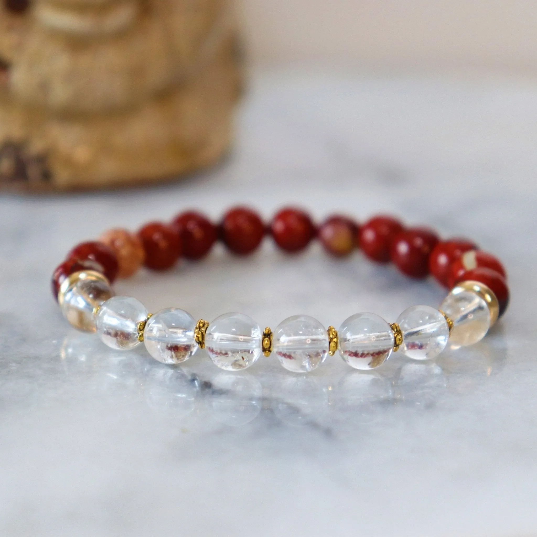 Appreciation, Empowerment, Understanding | Beaded Stretch Bracelet | Red Jasper Gemstone