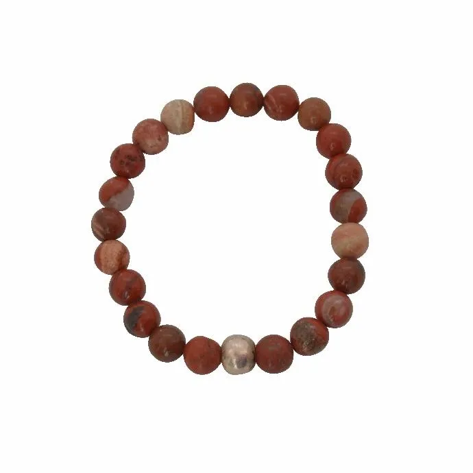 Appreciation, Empowerment, Understanding | Beaded Stretch Bracelet | Red Jasper Gemstone