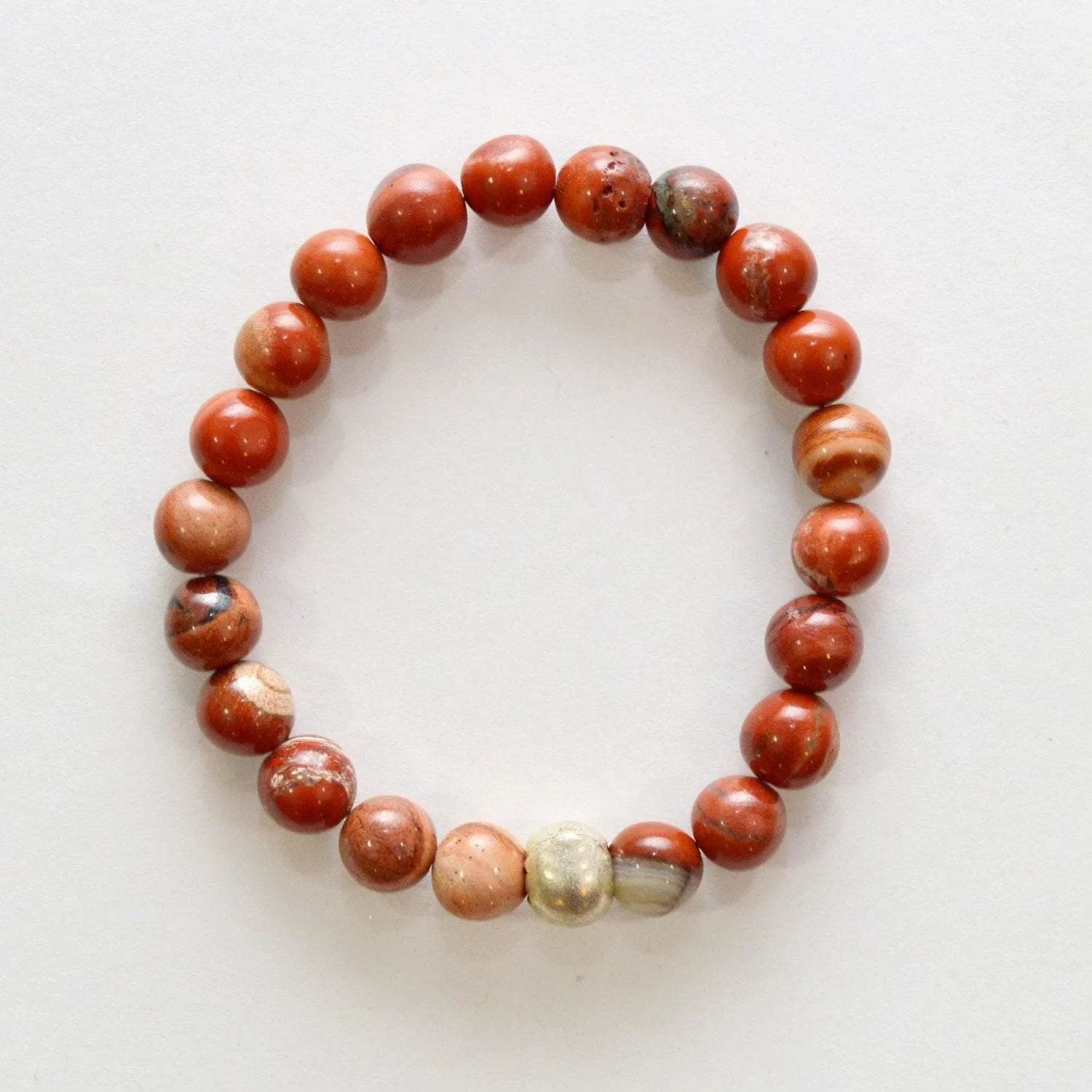 Appreciation, Empowerment, Understanding | Beaded Stretch Bracelet | Red Jasper Gemstone