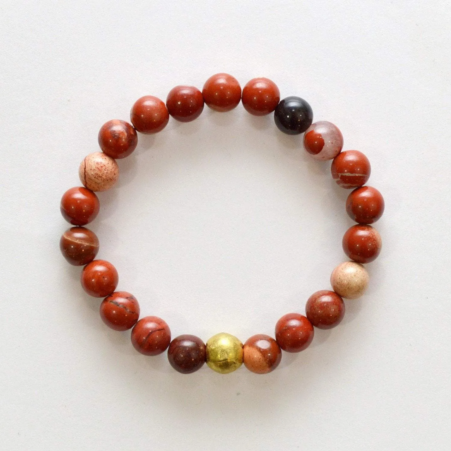 Appreciation, Empowerment, Understanding | Beaded Stretch Bracelet | Red Jasper Gemstone