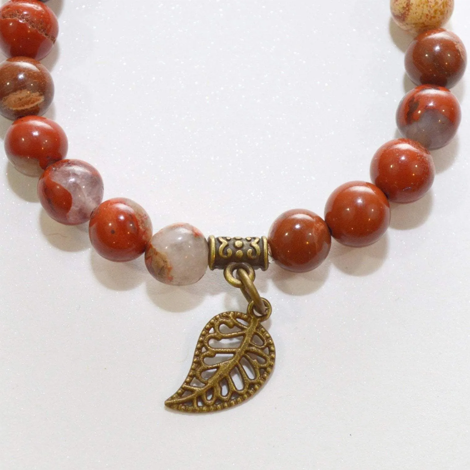 Appreciation, Empowerment, Understanding | Beaded Stretch Bracelet | Red Jasper Gemstone