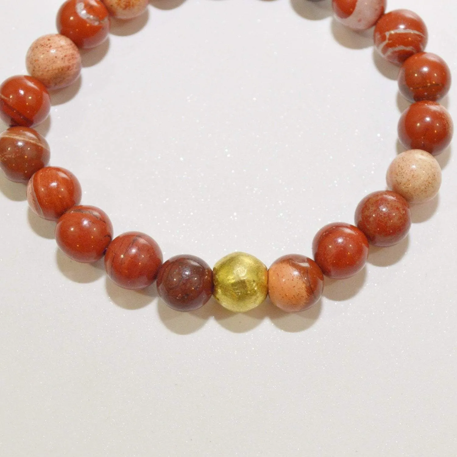 Appreciation, Empowerment, Understanding | Beaded Stretch Bracelet | Red Jasper Gemstone