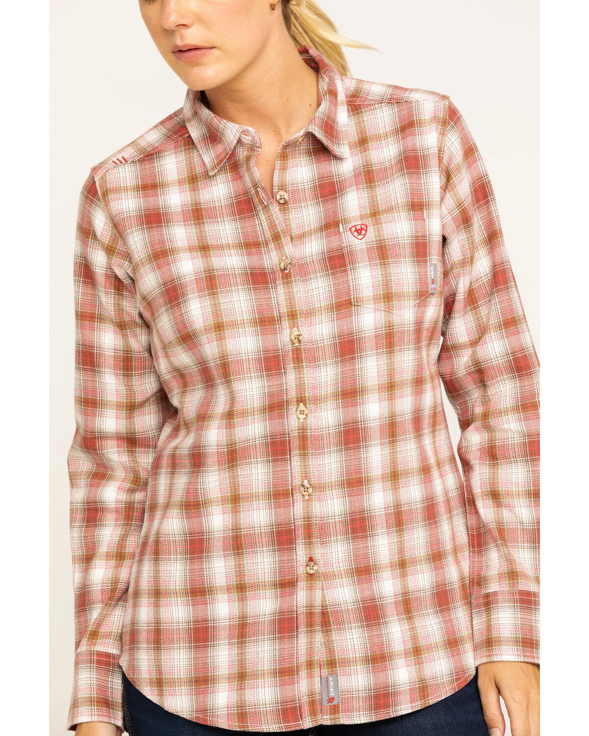 Ariat Women's Boot Barn Exclusive FR Victoria Plaid Print Long Sleeve Work Shirt