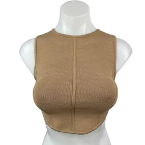 Aritzia Babaton Brown Sculpt Knit Sleeveless Crewneck Stretch Crop Tank Top 2XS