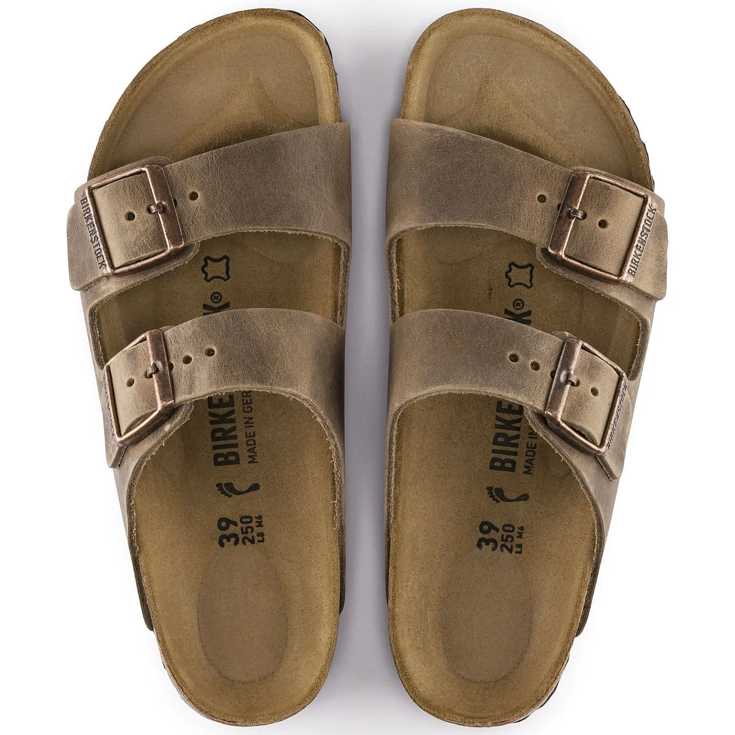  Arizona Soft Footbed Sandal in Tobacco Brown Oiled Leather  