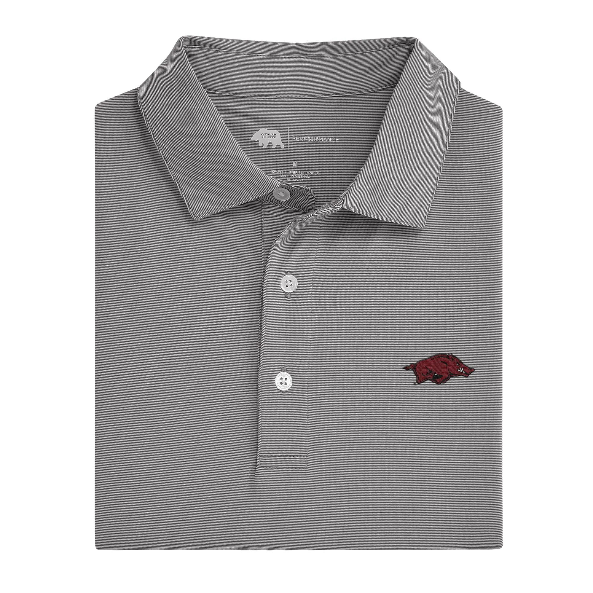 Arkansas Hairline Stripe Performance Polo