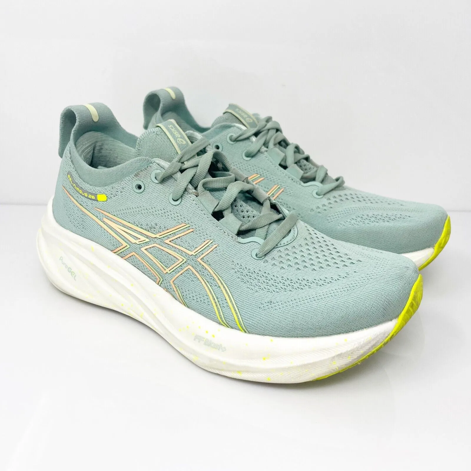 Asics Womens Gel Nimbus 26 1012B601 Green Running Shoes Sneakers Size 6.5