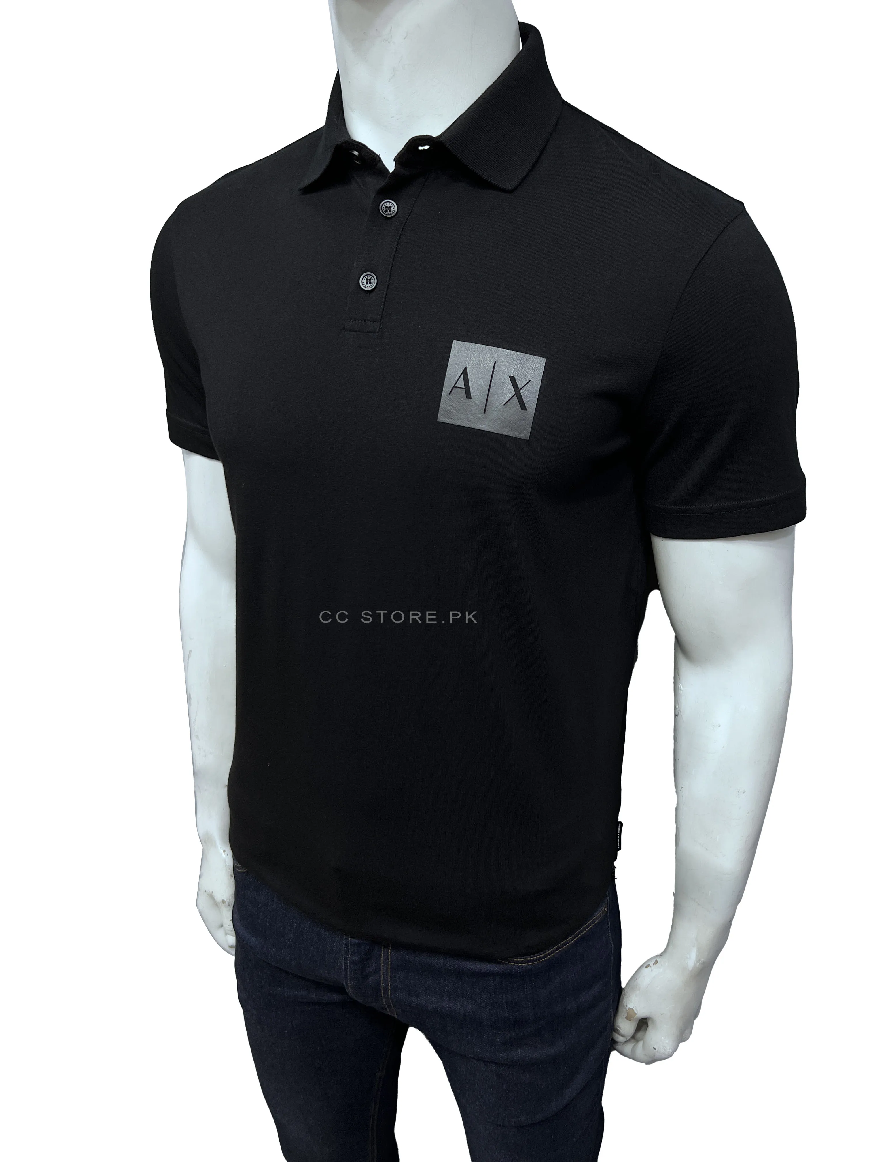 AX Patch Print Black Polo