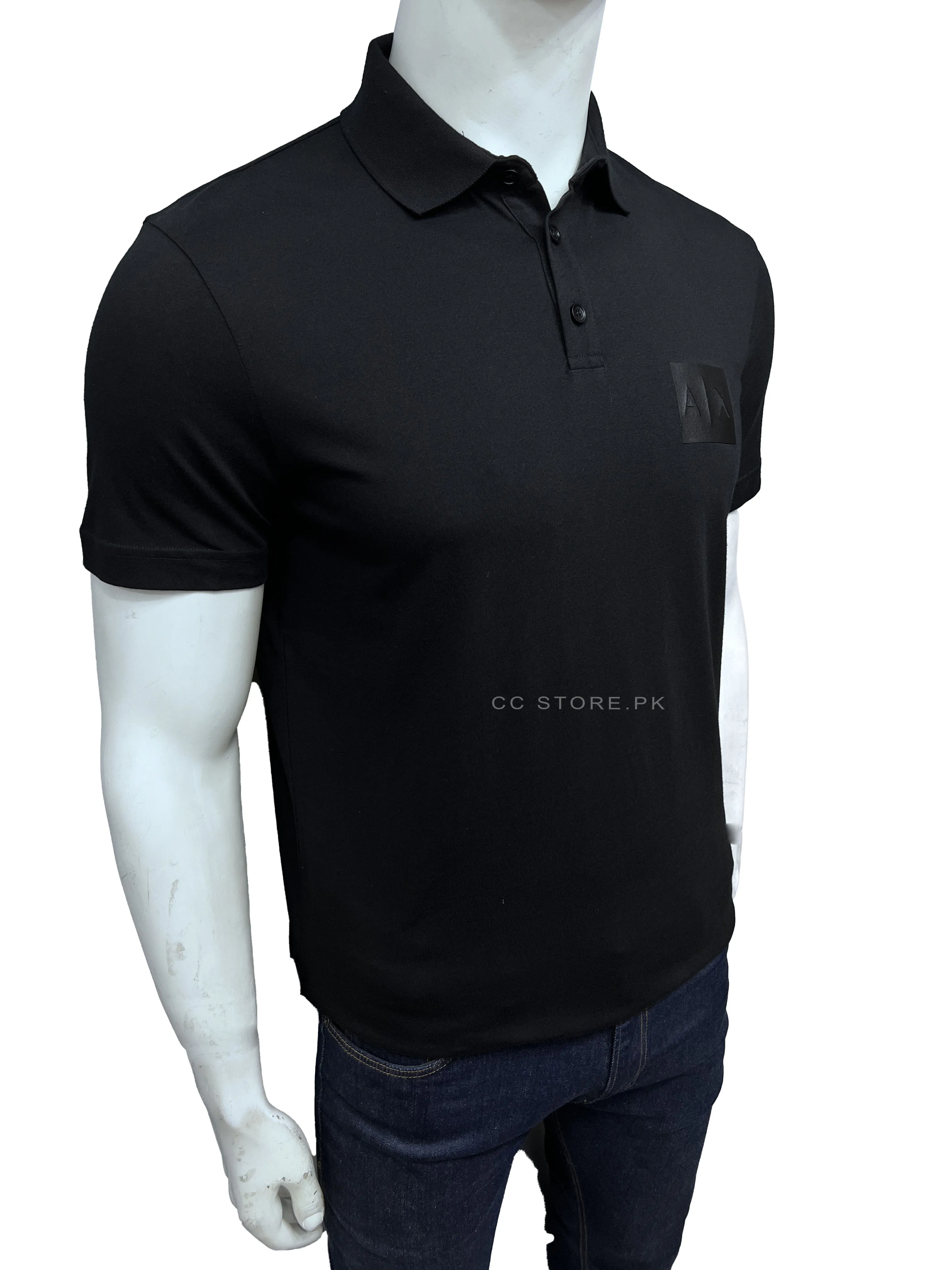 AX Patch Print Black Polo