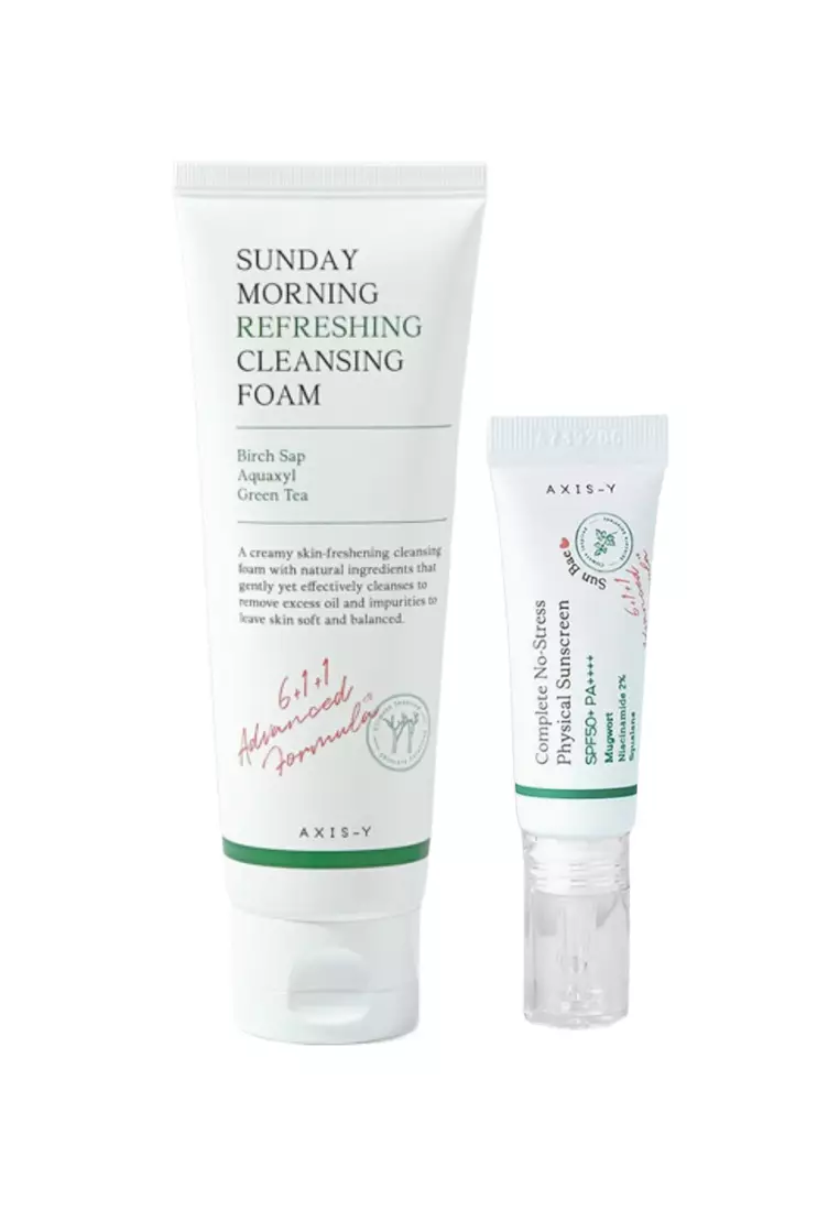 Axis-Y AXIS-Y Sunday Morning Refreshing Cleansing Foam 120ml + Complete No-Stress Physical Sunscreen (10ml)