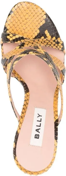 Bally snakeskin-print 110mm leather mules Yellow