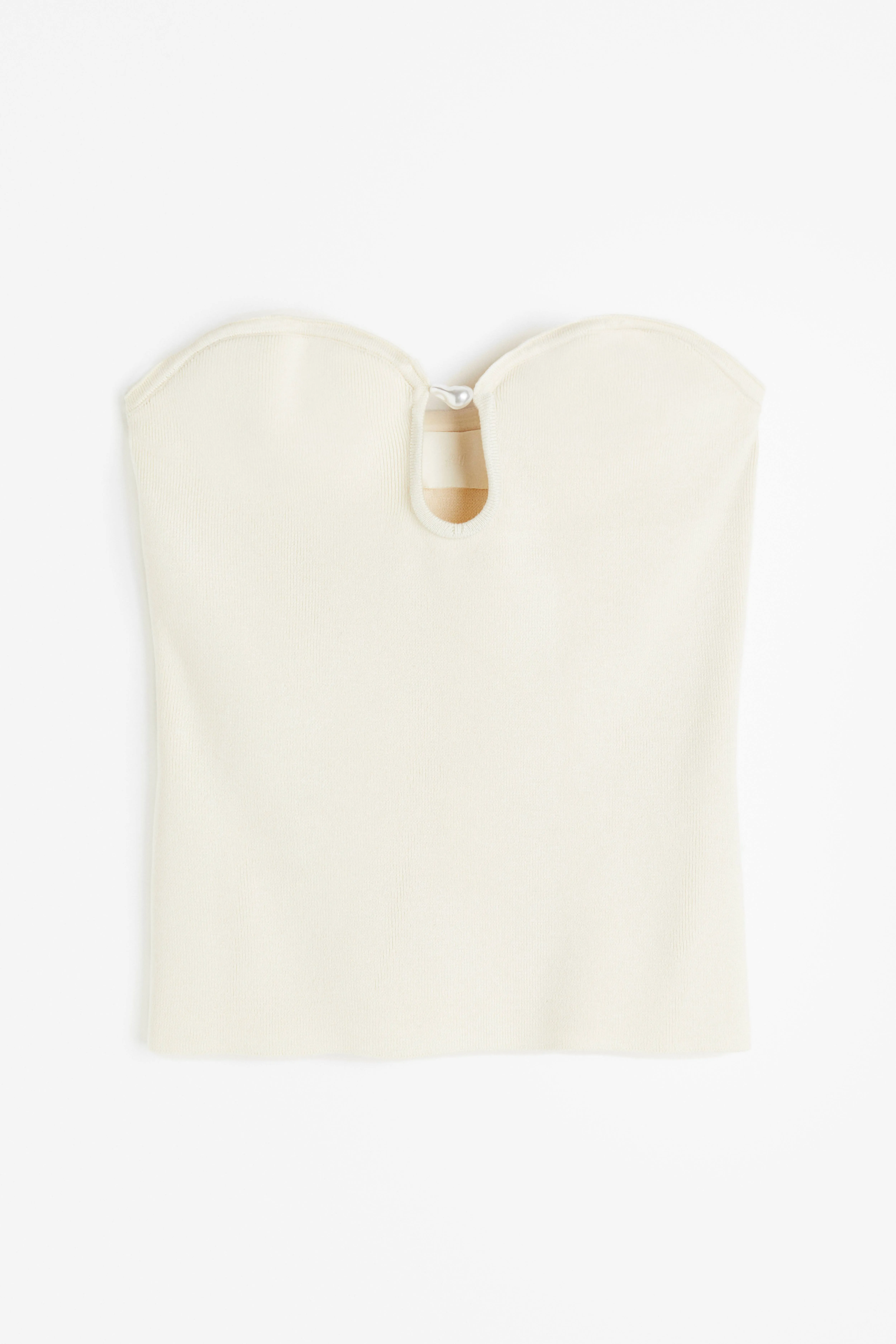 Bead-detail tube top - Deep-plunge neckline - Sleeveless - Cream - Ladies | H&M GB