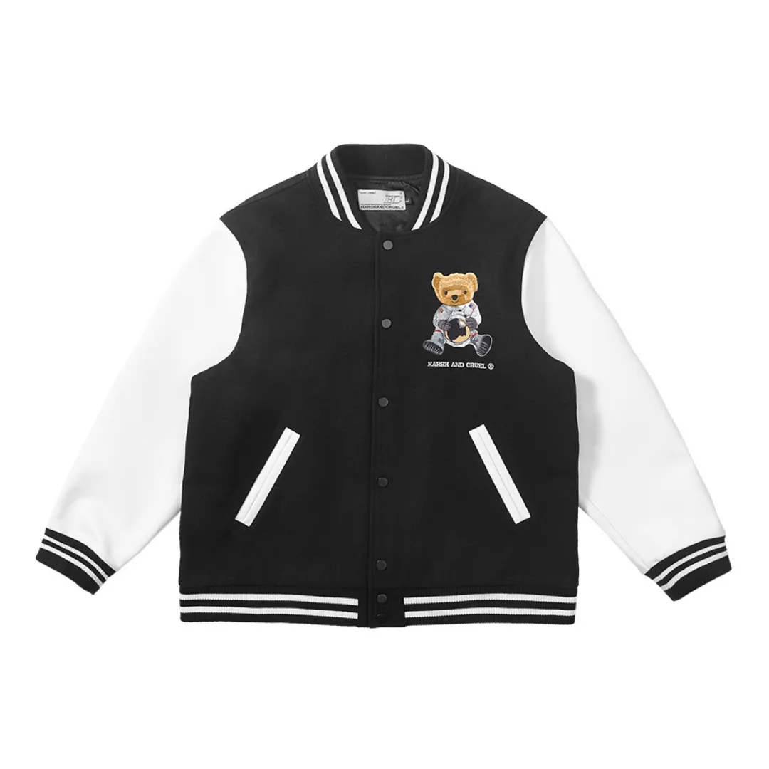 Bear Embroidered Varsity Jacket