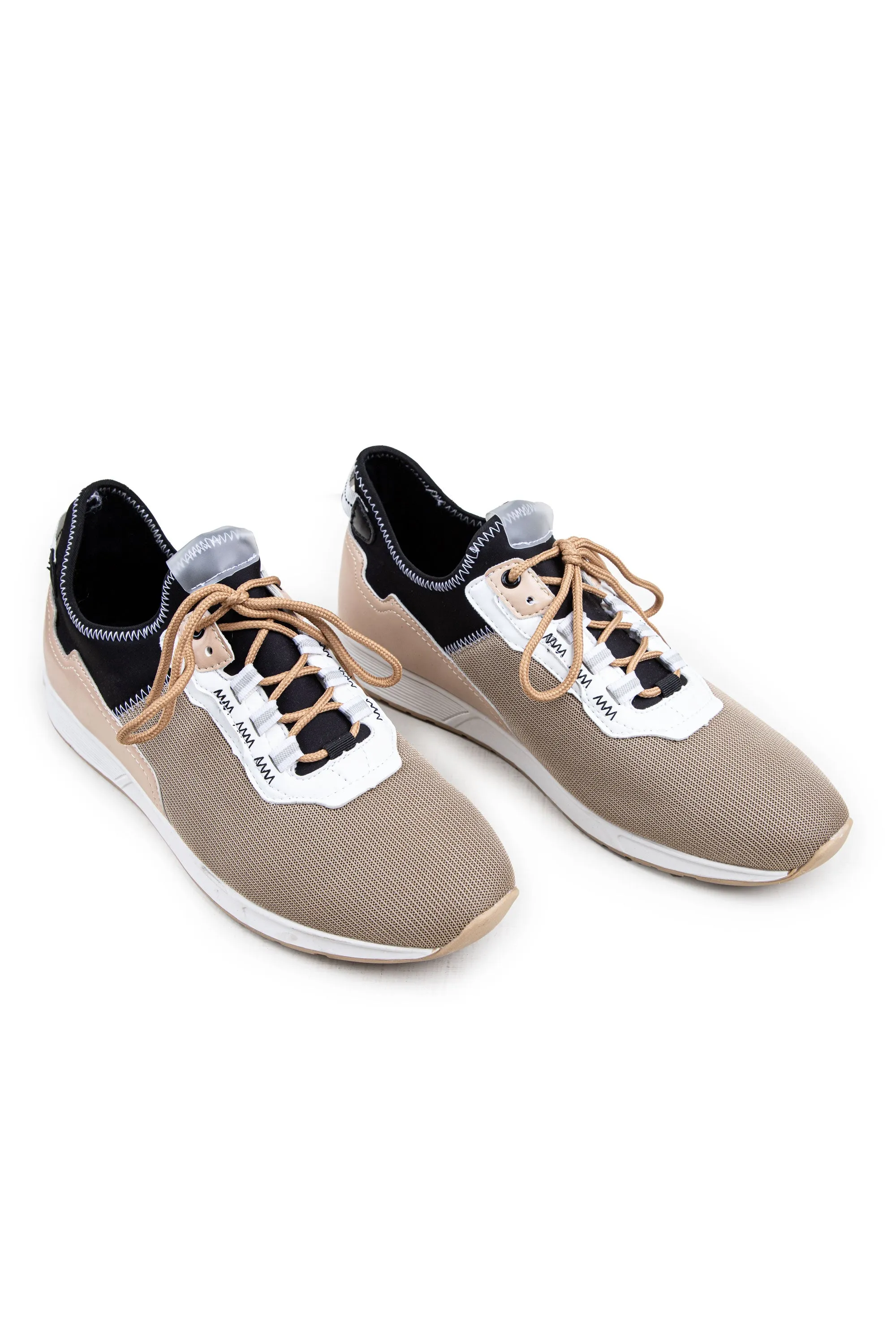 Beige Lace-up Trainers