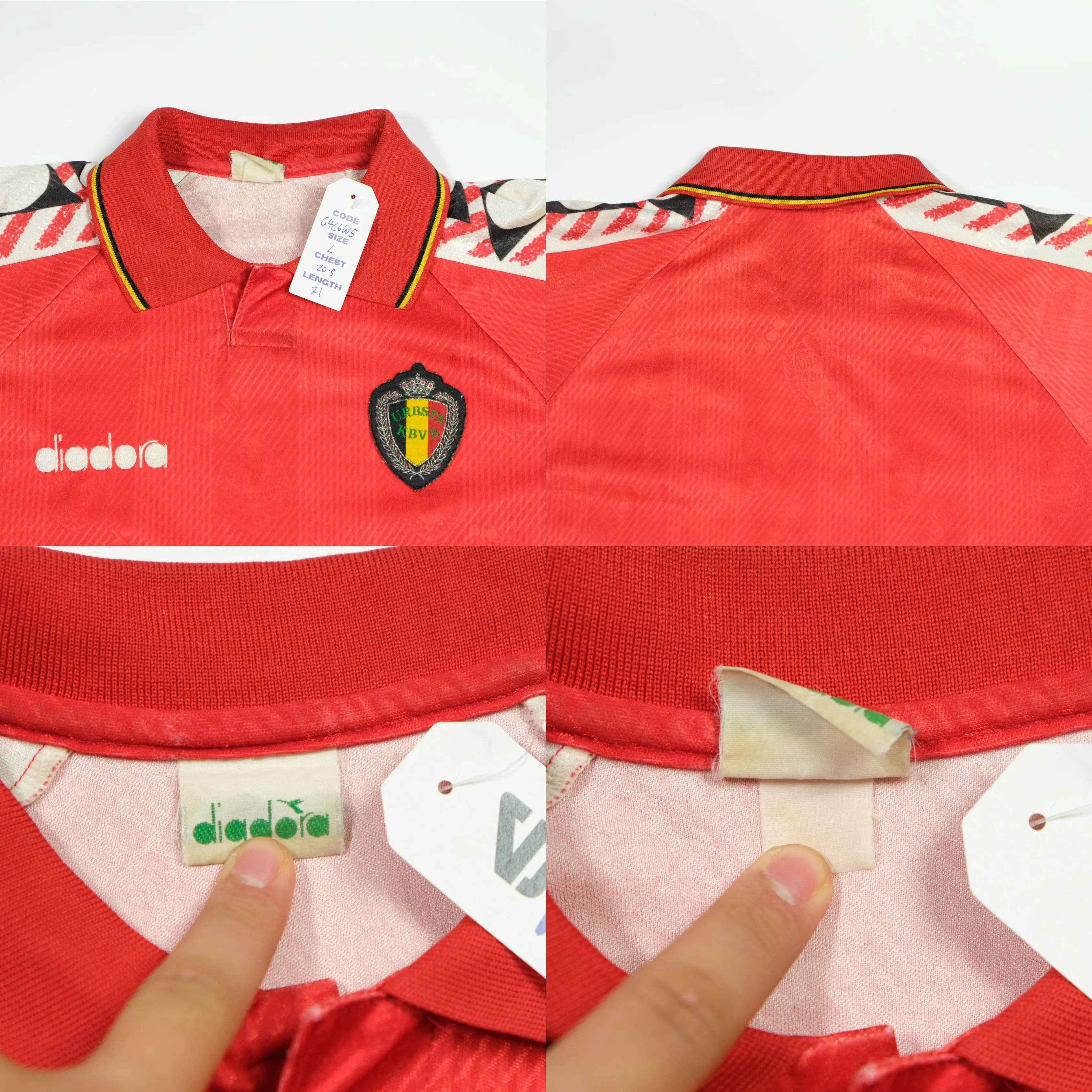 Belgium Diadora Original 1994/1995 Home Football Shirt Large
